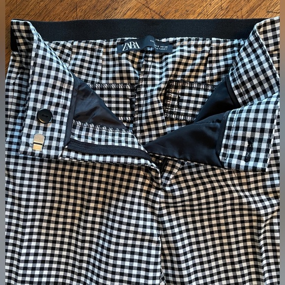 NWT Zara Jogger Waist Black/White Gingham Slim Fit Pant S - Picture 7 of 11